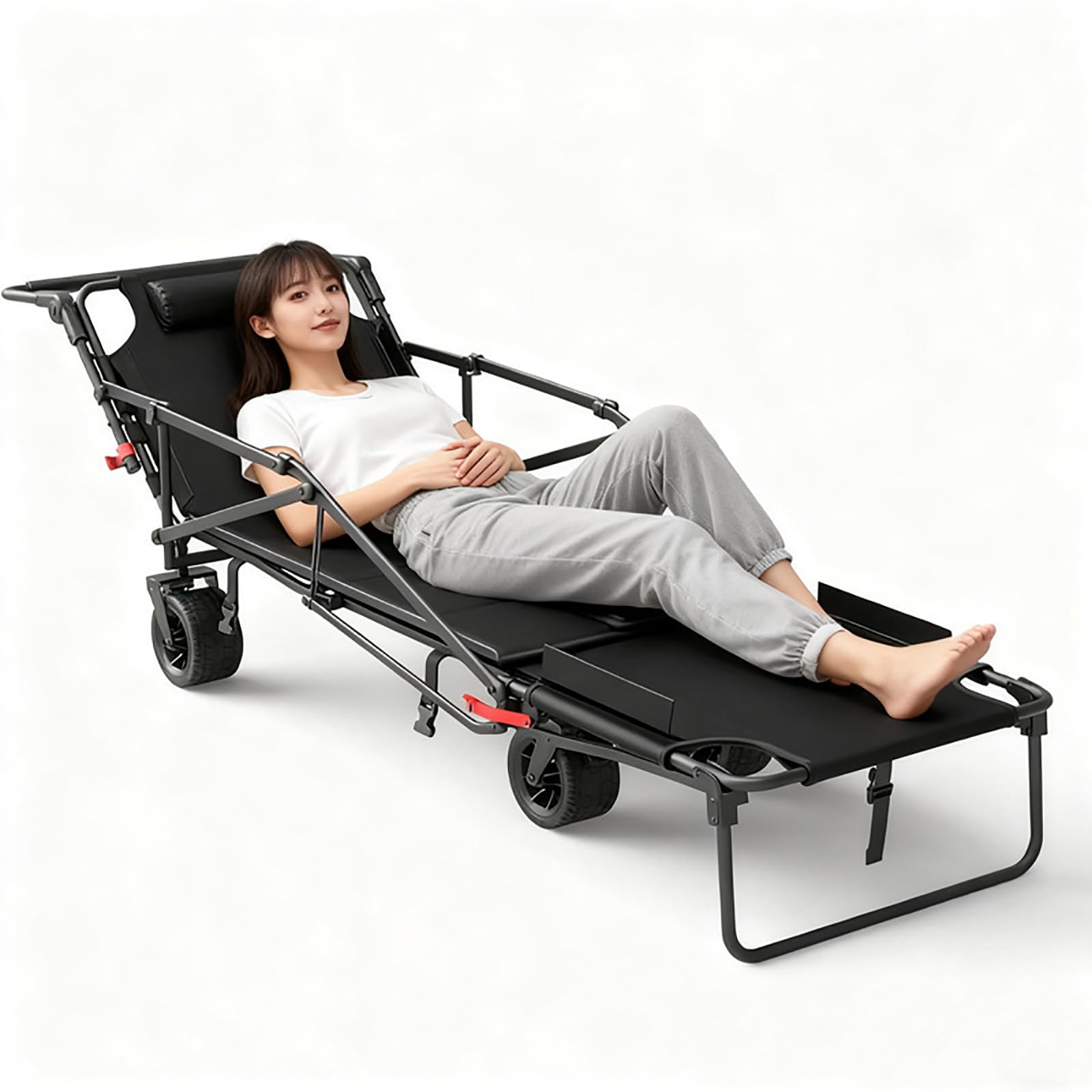 XCSCUK Multifunctional Folding Wagon Cart,Push/Pull Camping Utility Cart,with All-Terrain Wheels,for Outdoor, Garden, Beach