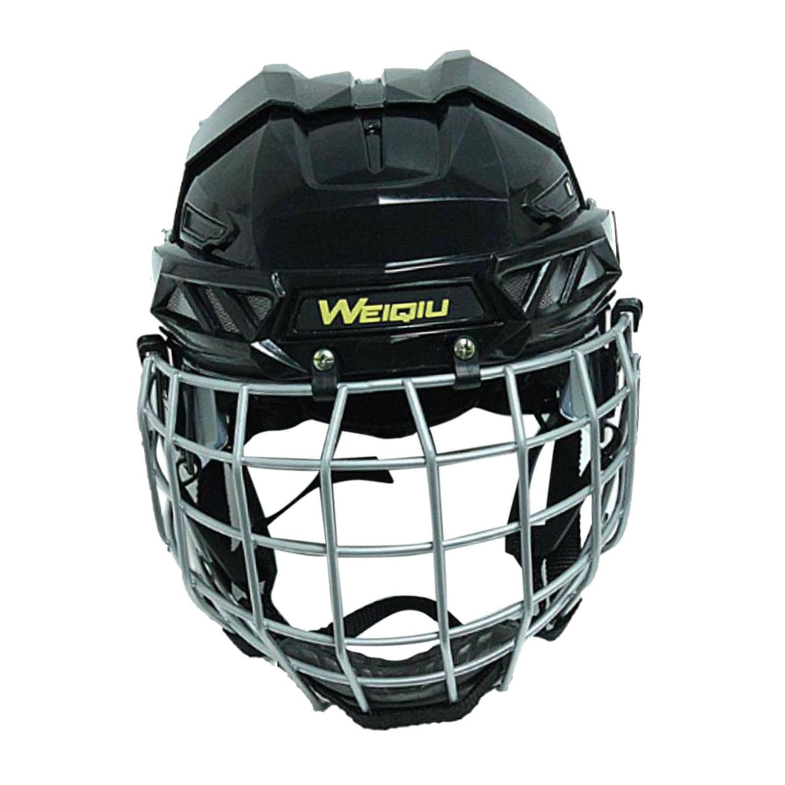 Perfeclan Casco da Hockey Casco da Pattinaggio su Ghiaccio Casco da Hockey su Ghiaccio Nero Attrezzatura da Hockey Regolabile Casco da Pattinaggio a rotelle per