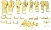 Zipper Repair Kit Solution - YKK 8 Sets Auto Lock Sliders - Assorted 2#5, 2#7, 2#8 and 2#10 - Top & Bottom Stops Included - Made in The United States YKK Brass Auto Lock Sliders
