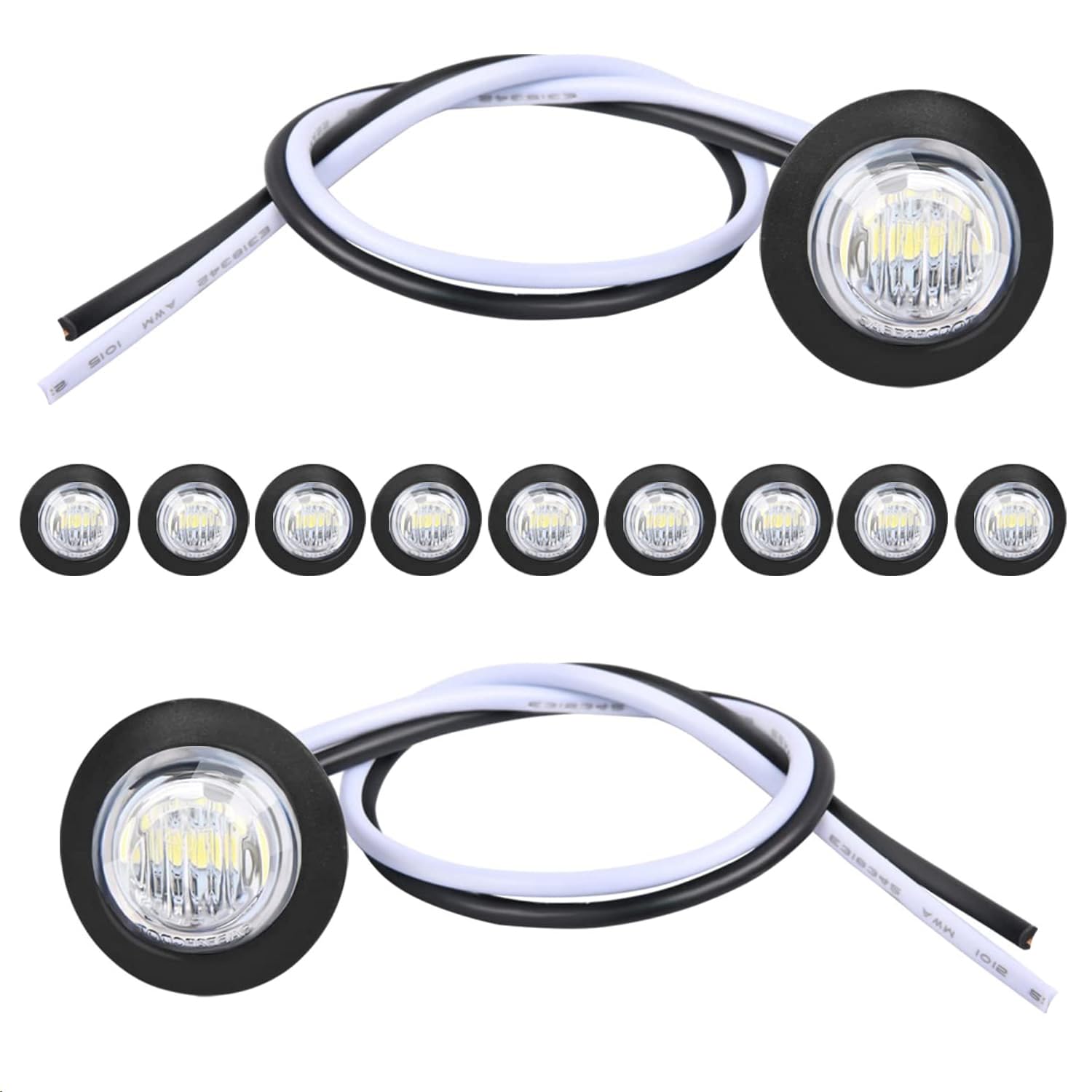 WVHTHVW 10 PCS 3/4” TL-03 Round Clearance LED Front Rear Side Indicator Bullet Marker Light for Truck RV Car Bus Trailer Van Caravan Boat (12V, Amber), 2 Years Warranty (White)