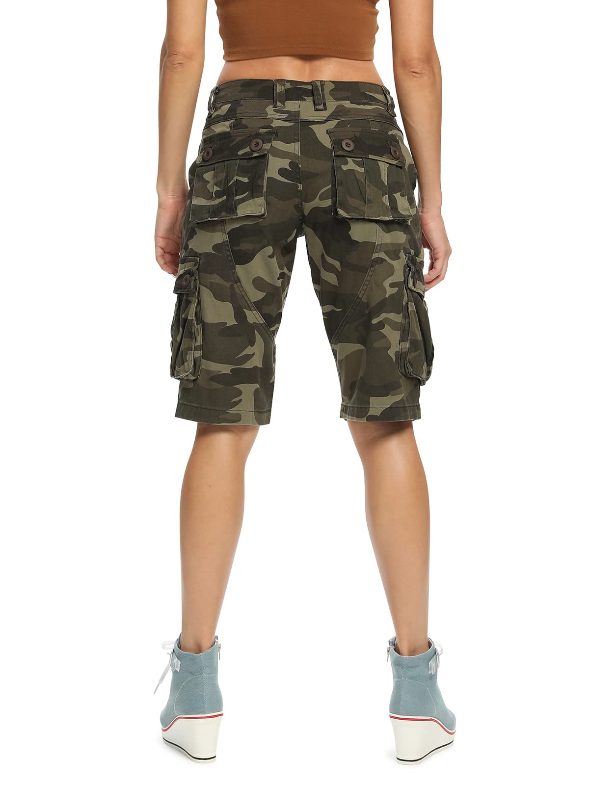 Aeslech Short Femme Militaires Camouflés pour Femmes 6 Poches Vêtements D'été Décontractés pour Le Travail Extérieur