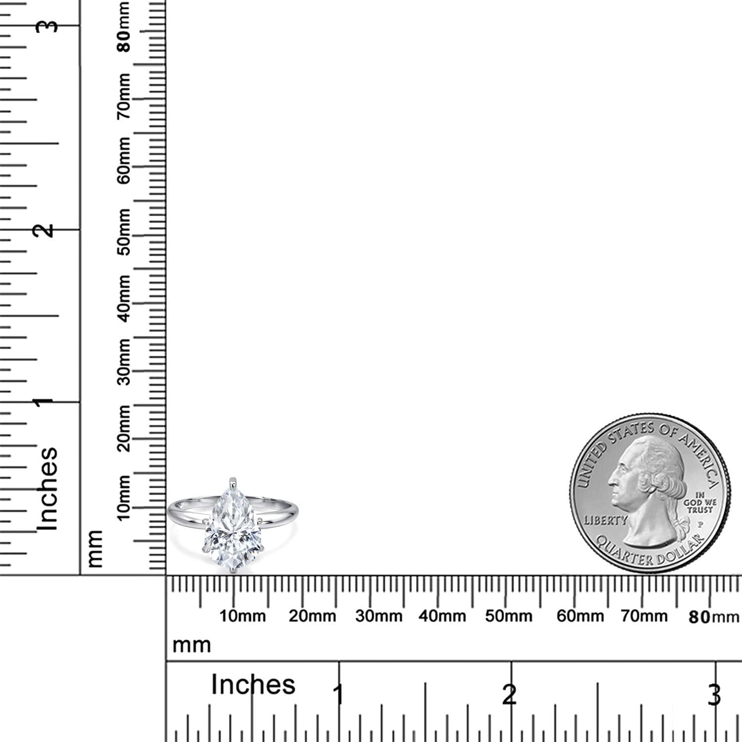 Gem Stone King 14K White Gold 12X8MM Pear Shape Gemstone Birthstone Solitaire Engagement Ring | Wedding Anniversary Promise Gold Ring For Women | Available In Size 5, 6, 7, 8, 9 - Image 6