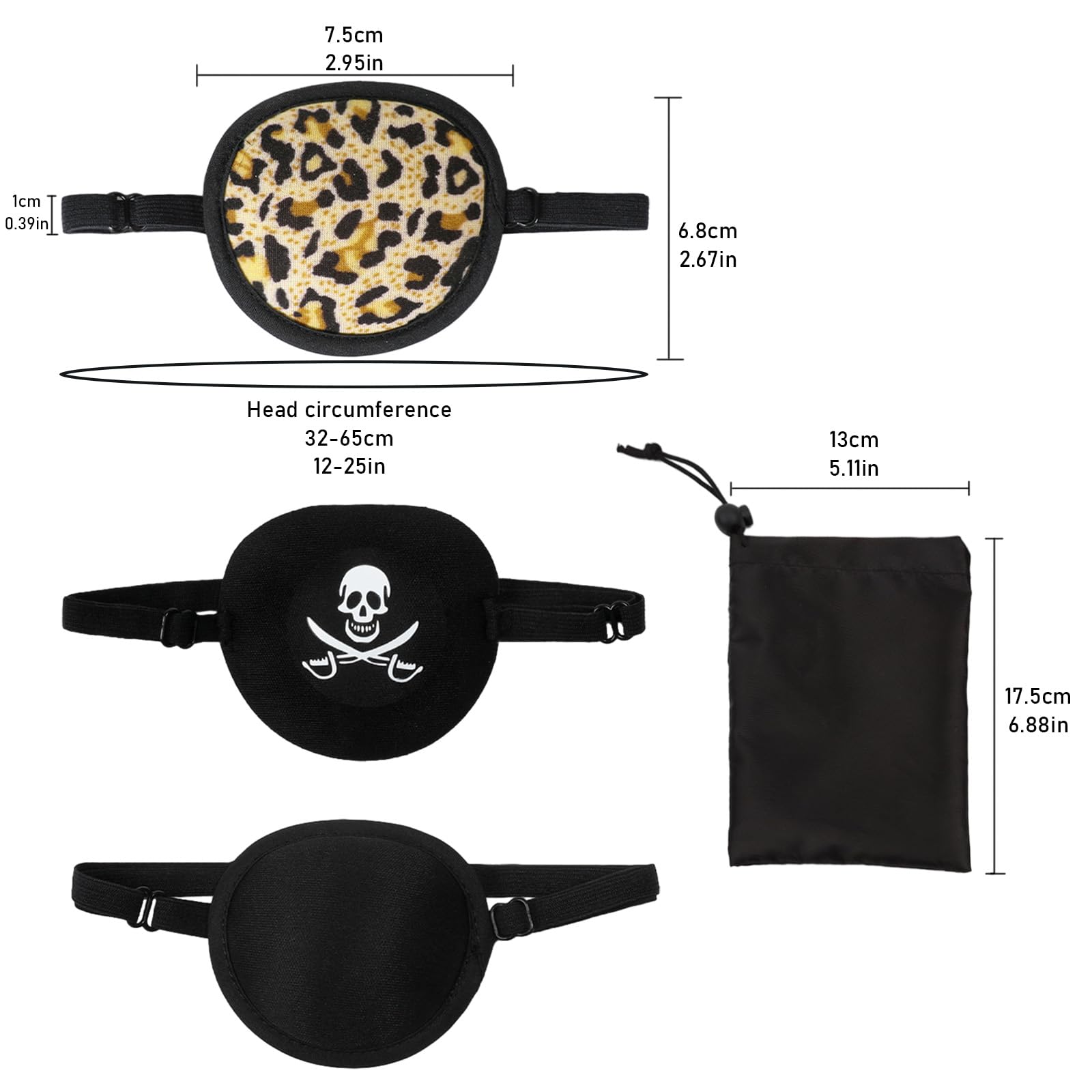 4 pezzi di Patch Occhi, Toppe per Occhi Regolabile per Bambini Adulti, Benda Medica per Occhio per L'amliopia e lo Strabismo, Nero