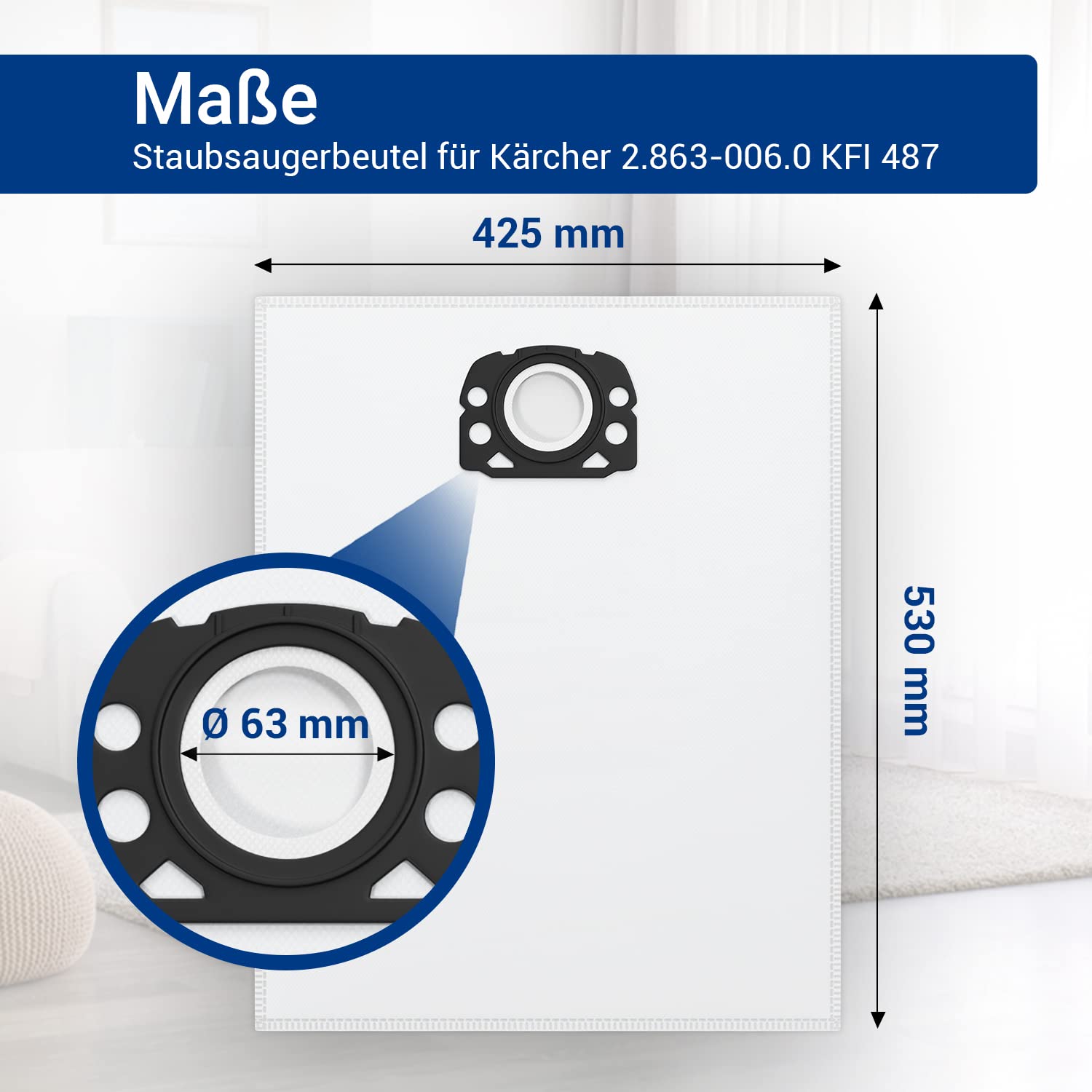 Invest 5 stofzuigerzakken geschikt voor Kärcher WD4, WD5, WD6, MV4, MV5, MV6, WD 4, WD 5, WD 6 Kärcher 2.863-006.0
