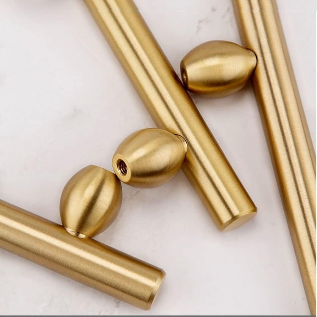 Maniglie per armadi in ottone Oro, Confezione da 2 maniglie for armadietti in ottone massiccio con foro singolo, dimensioni multiple dorate(96mm/3.8in)