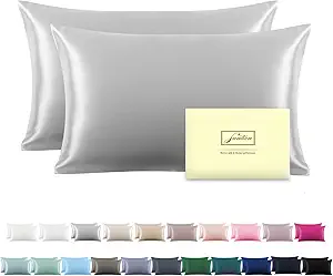 Silk Pillowcase for Hair and Skin,Soft,Breathable and Sliky 100% Queen Silk Pillow Case Set of 2,Both Sides Natural Mulberry Silk Pillowcases with Hidden Zipper(Queen Size 20"X 30",2pcs)