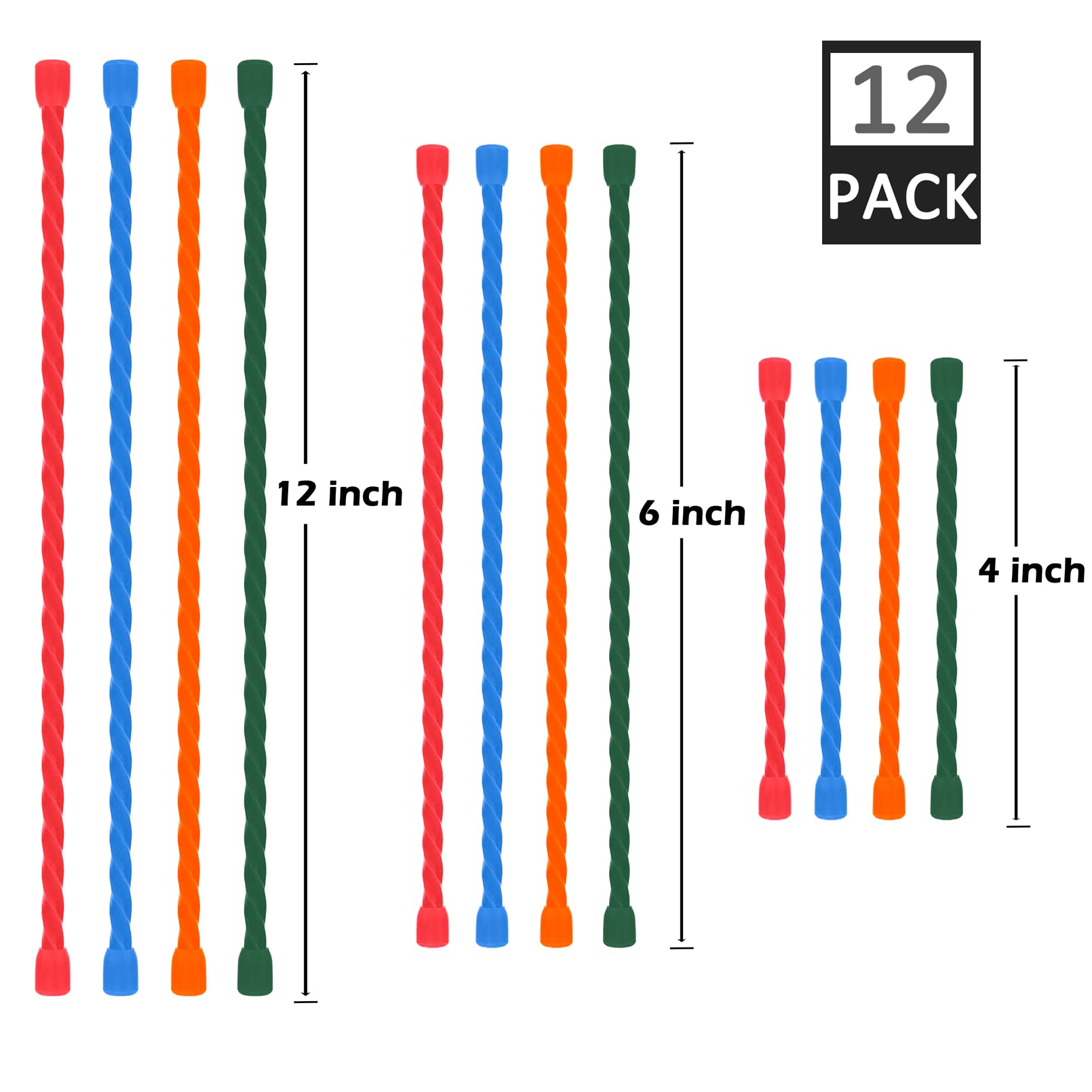 Wiederverwendbare Silikon-Kabelbinder Mit Stahlkern – 10,2/30,5/45,7 Cm, 4 Farben, 20 Stück
