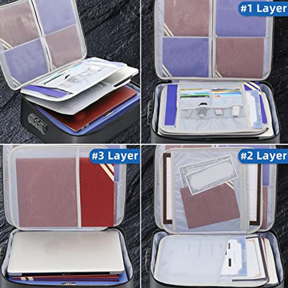 Bntaomle Lot De 2 Porte-Documents Ignifuges Avec Serrure à Combinaison – Résistants à L'Eau, 38 X 28 Cm, Protection Ultime Pour Documents Importants (Noir)