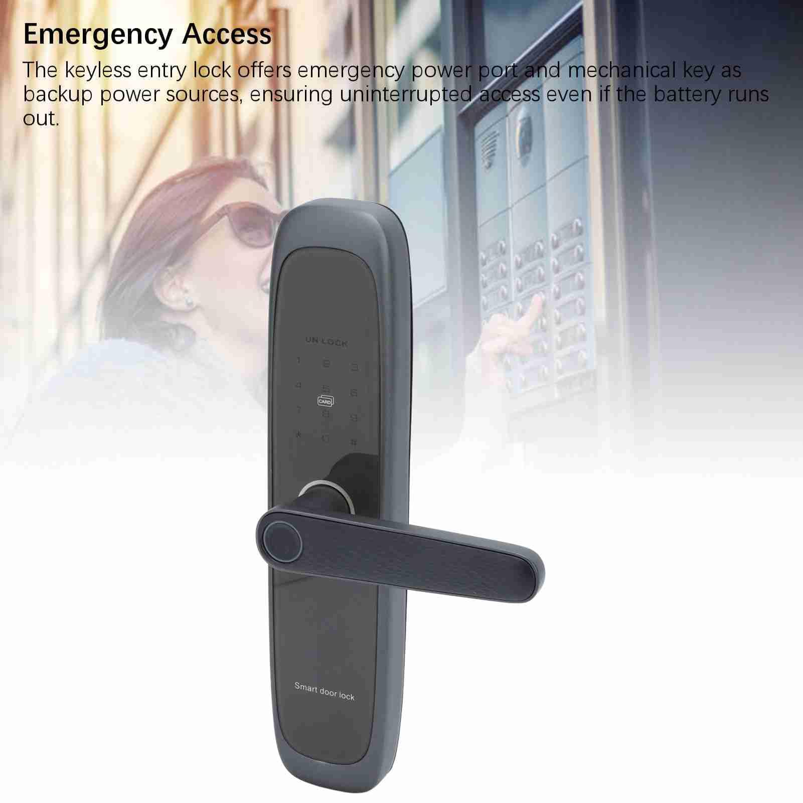 Serratura con Maniglia Digitale per Ingresso Senza Chiave, Controllo Abilitato WiFi, Impronta Digitale, Codice PIN, Tessera, Accesso di Emergenza per L'app (5050)