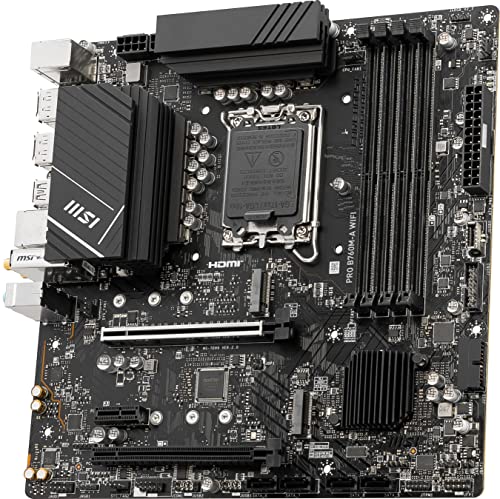 Image of MSI PRO B760M-A WiFi ProSeries Motherboard (Supports 12th /13th /14th Gen Intel Processors, LGA 1700, DDR5, PCIe 4.0, M.2, 2.5Gbps LAN, USB 3.2 Gen2, HDMI /DP, Wi-Fi 6E, Bluetooth 5.3, mATX)