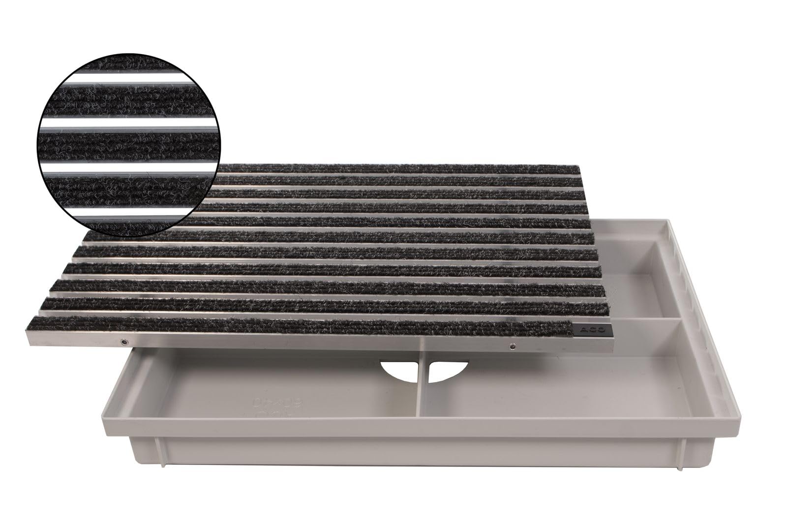 ACO 600x400mm Fußmatte Rips anthrazit mit Bodenwanne Vario Light Schuhabstreifer Abtreter