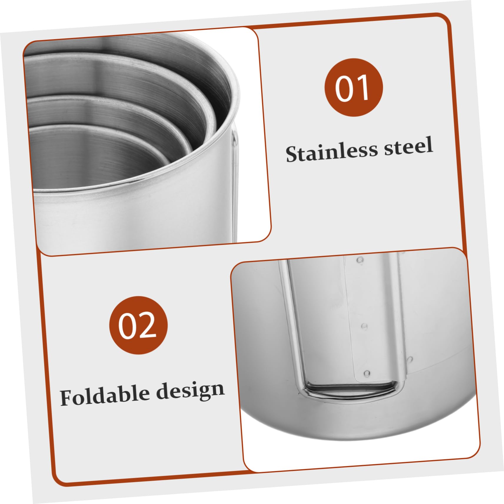 Hemobllo 4pièces Tasse De Camping Acier Inoxydable Avec Poignée Pliable Portable Pour Voyages Et Aventures Plein Air Ustensile De Cuisine Multifonctionnel