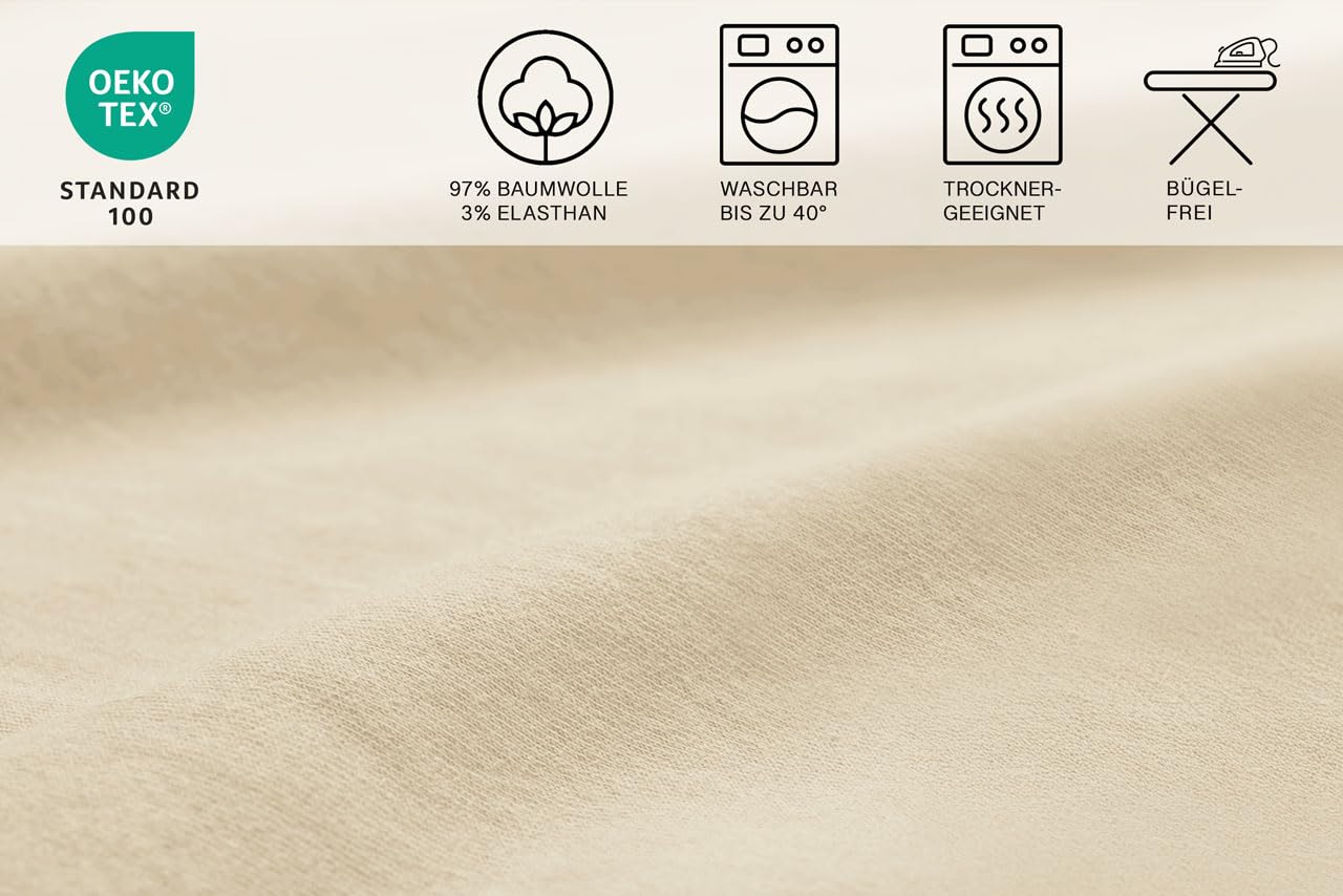 3-teiliges Set für Wohnmobile oder Wohnwagen, Spannbettlaken Heckbett - Single-Jersey - 97% Baumwolle, 3% Elastan - Größe 70x190 cm - 85x210 cm (2X) + 35x130-50x145 (beige) von Castejo