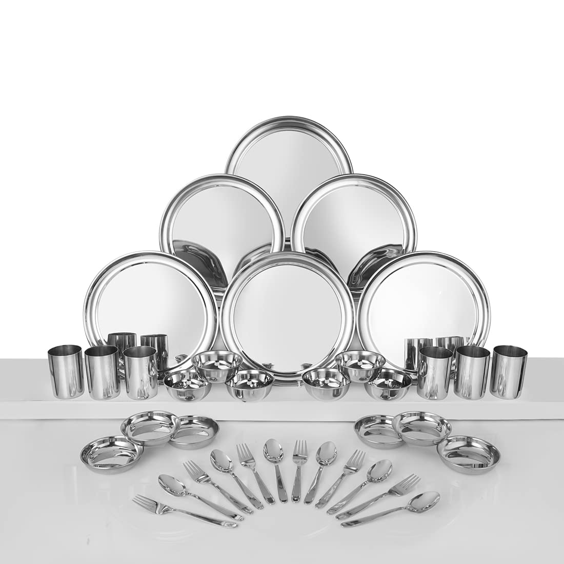 Shri & Sam Stainless Steel Shagun Dinner Set (36 Pcs Set) - Solid