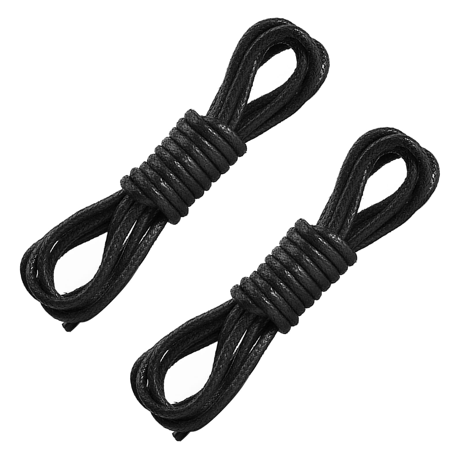 æ— å“ç‰Œ2 Pair Round Black Shoe Laces, Waxed Shoelaces Cotton Material Shoelaces Ultra Strong and Durable for All Dress Shoes and Boots.3mm Thin, 100cm Long (QKJA4847A002UK)