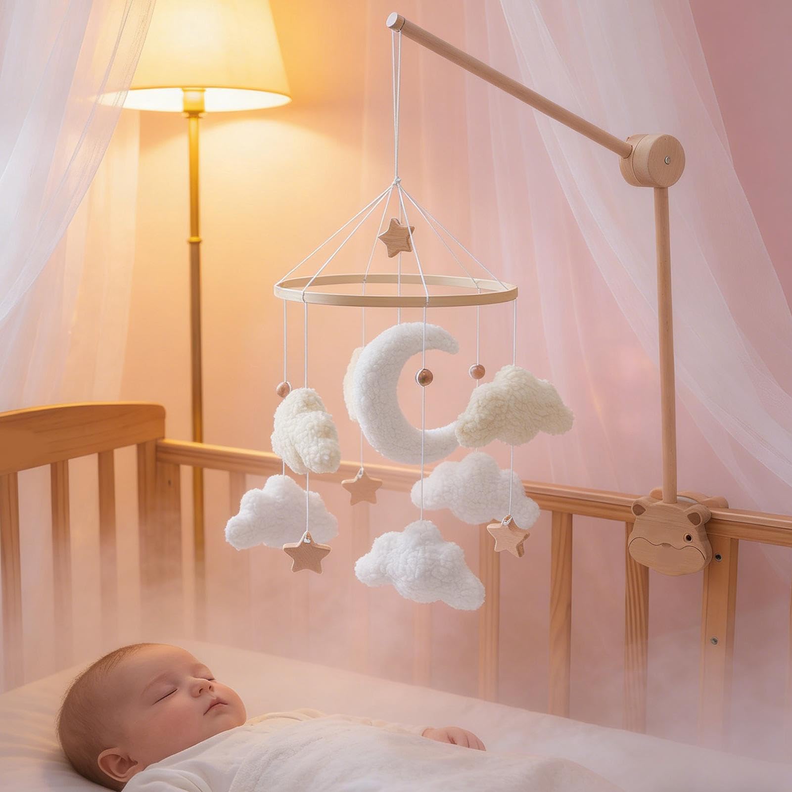 Mobile pour Lit Bébé | Rotatif à esthétique apaisante | Mobile bohème | pour Berceau Mur Fenêtre Maison Garçons Fille Jeune Enfant