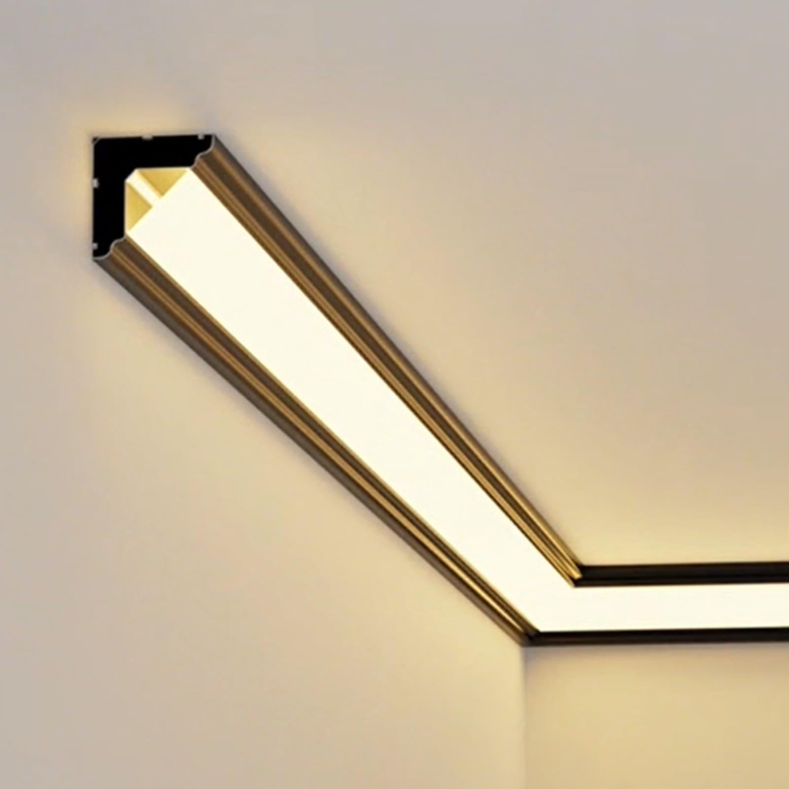 Llpsmeng-EU V Shape Crown Molding Lighting Aluminum Profile, Linear Light Baseboard Trim LED Strip Diffuser, Ceiling Wall Corner LED Channel Surface Mounted(Black,8.5m)