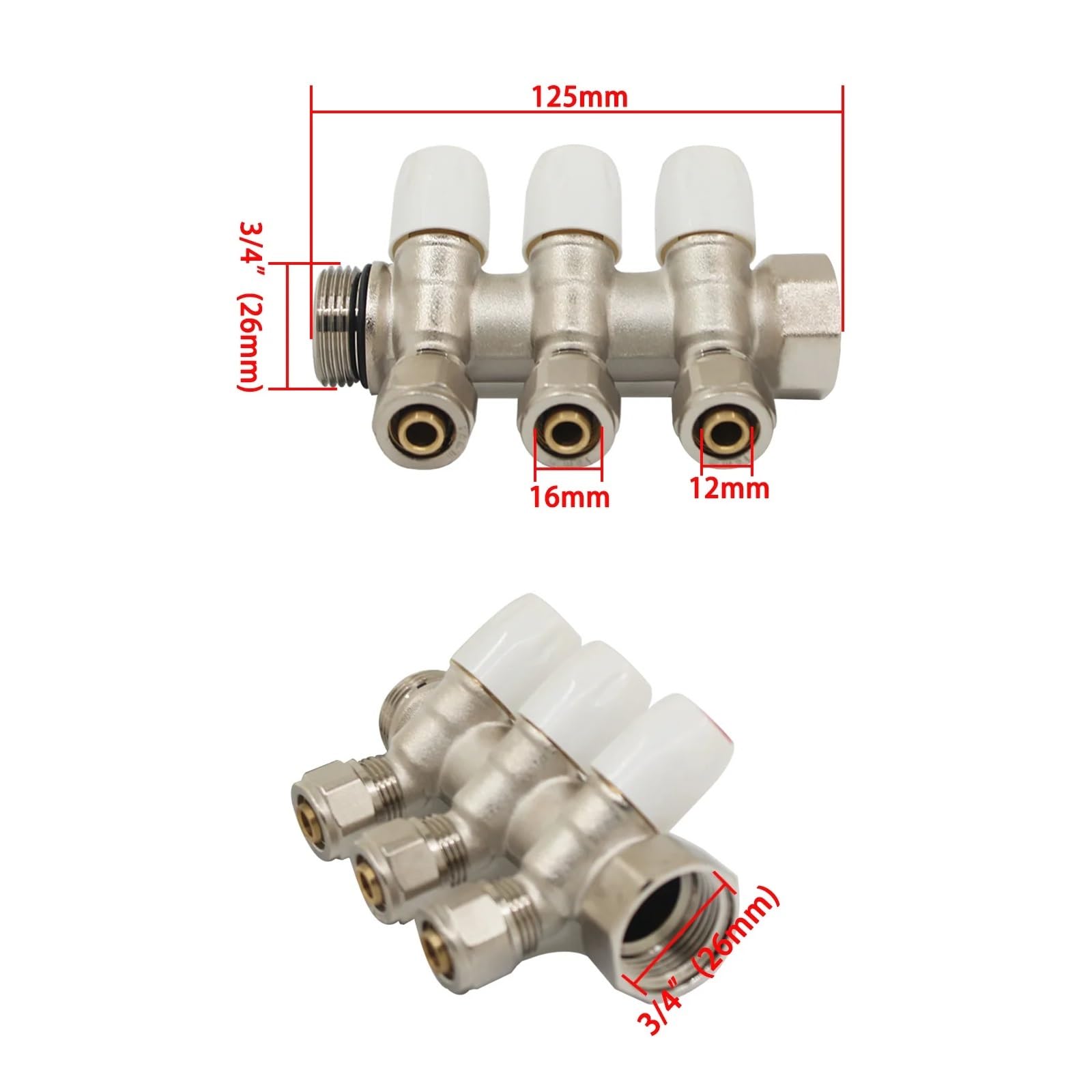 Collettori d'acqua for collettori d'acqua in ottone DN20 3/4" for riscaldamento a pavimento(3L)