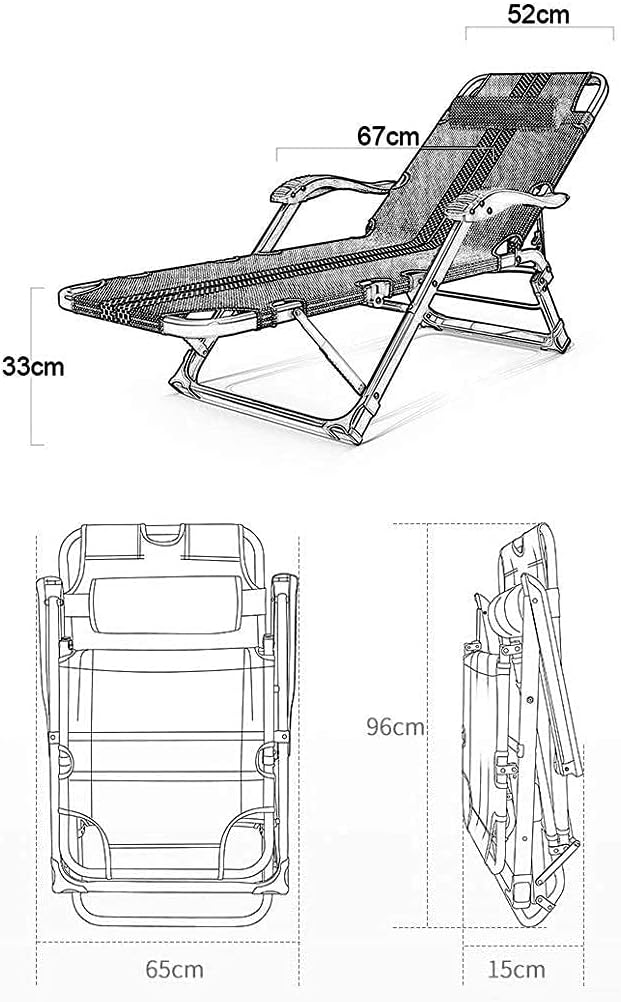 Recliner, Home Chair Outdoor Black Garden Chair Zero Heavy Duty Folding Sun Lounger Recliner Chairs Adjustable Headrest Lawn Patio Reclining Chairs Max.200kg
