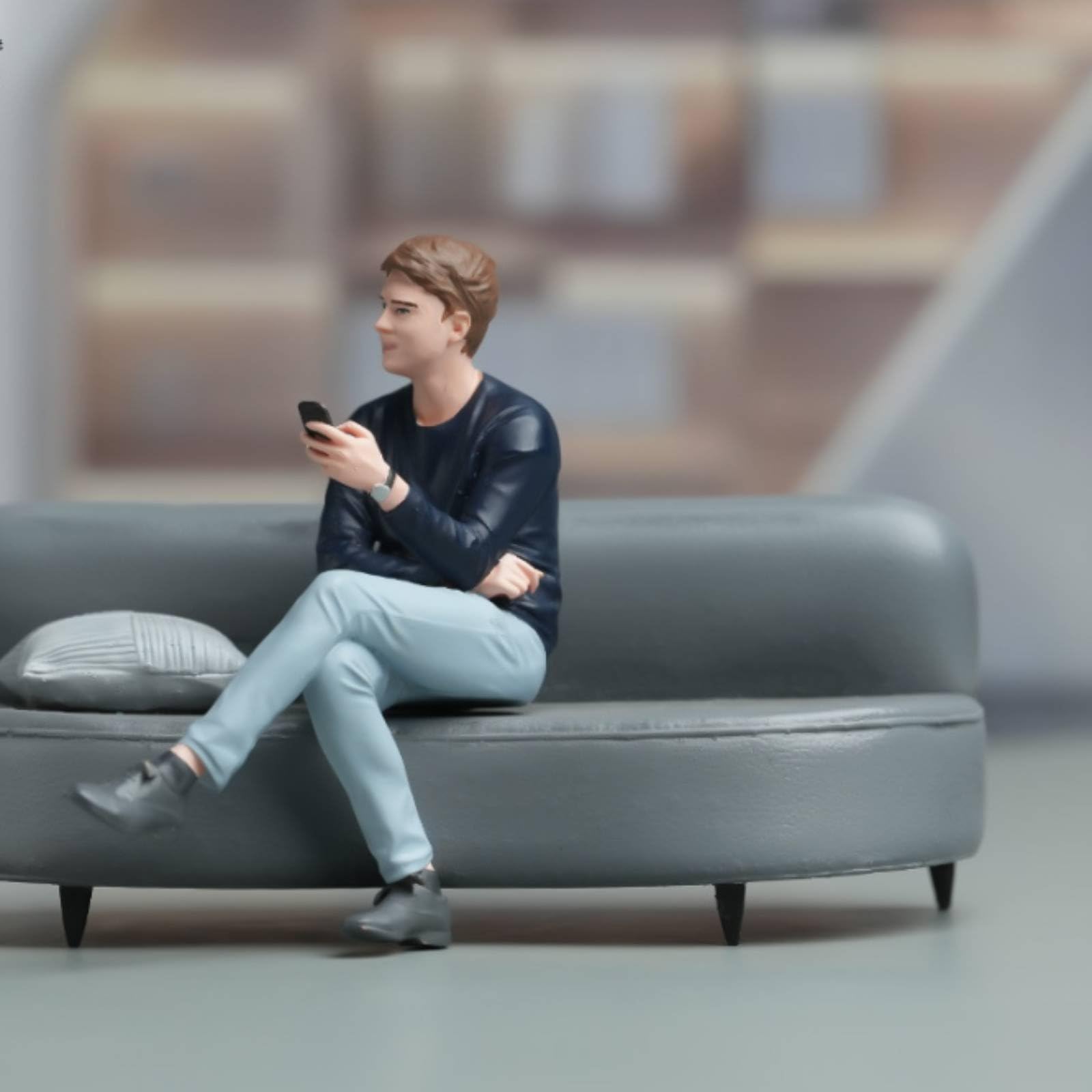 Colcolo Miniaturfigur Bemalt Miniaturen Figur Modellfigur Resin Mann Sitzend Telefon Handbemalt Detailreich für, Modern, Sitzende Figur, Detailliert Bemalt, Mit Gesichtszügen, Maßstab 1 18