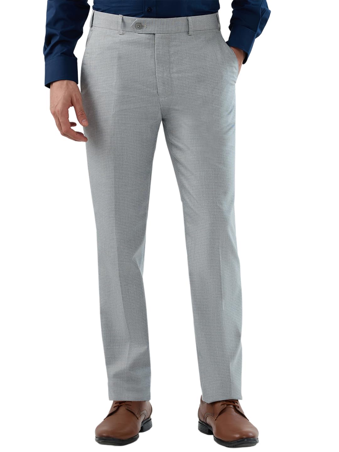 raymond Men Contemporary Fit Checks Pattern Poly Viscose Blend Flat Front Formal Trouser-picture-17