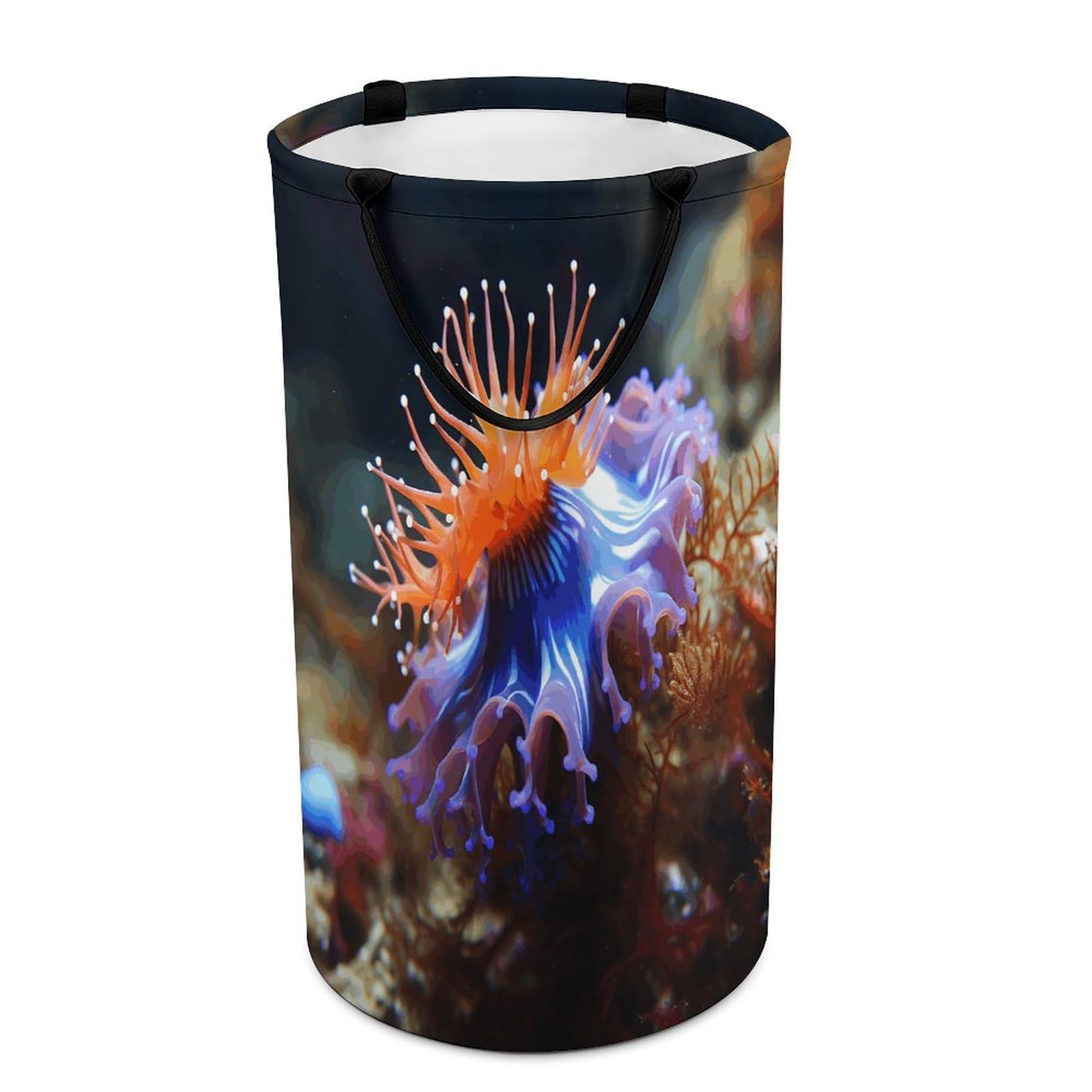 Nudibranch Laundry Hamper Waterproof Polyester Laundry Baskets Collapsible Dirty Clothes Storage Basket Clothes Hampers with Sturdy Handles for Travel Bedroom