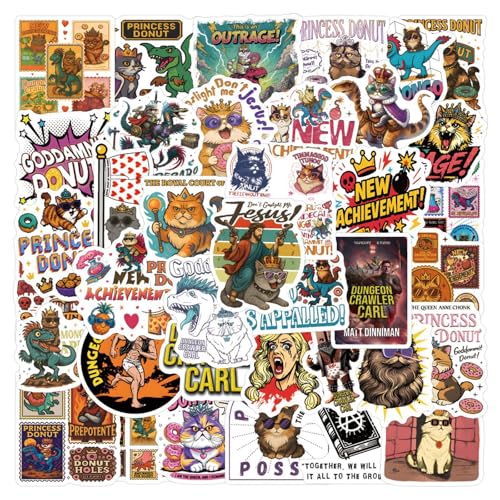 57pcs Dungeon Crawler Carl Novel Sticker for Adult Teens Stickers for DCC Novel Fans Waterproof Vinyl Sticker for Water Bottle Laptop Phone Party Favors (White)