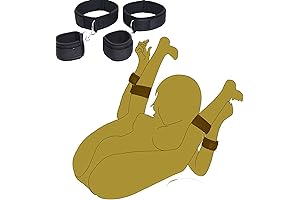 BDSM Upgraded Sex Restrain Bondage Set Padded Wrist Thigh Cuffs, Adjustable Handcuffs,...