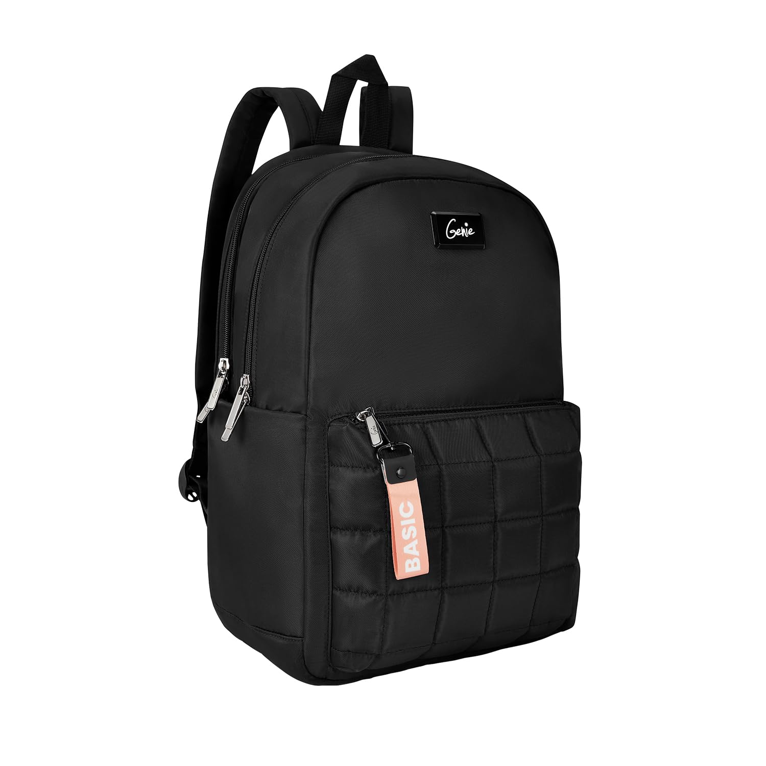 NightSky Casual Backpack for Girls |17 In-22 Ltr with Laptop Sleeve, Two Compartments and Trolley Sleeve with Padded Shoulders |Best for Books,Stationery,Lunch Box & Essentials - Black