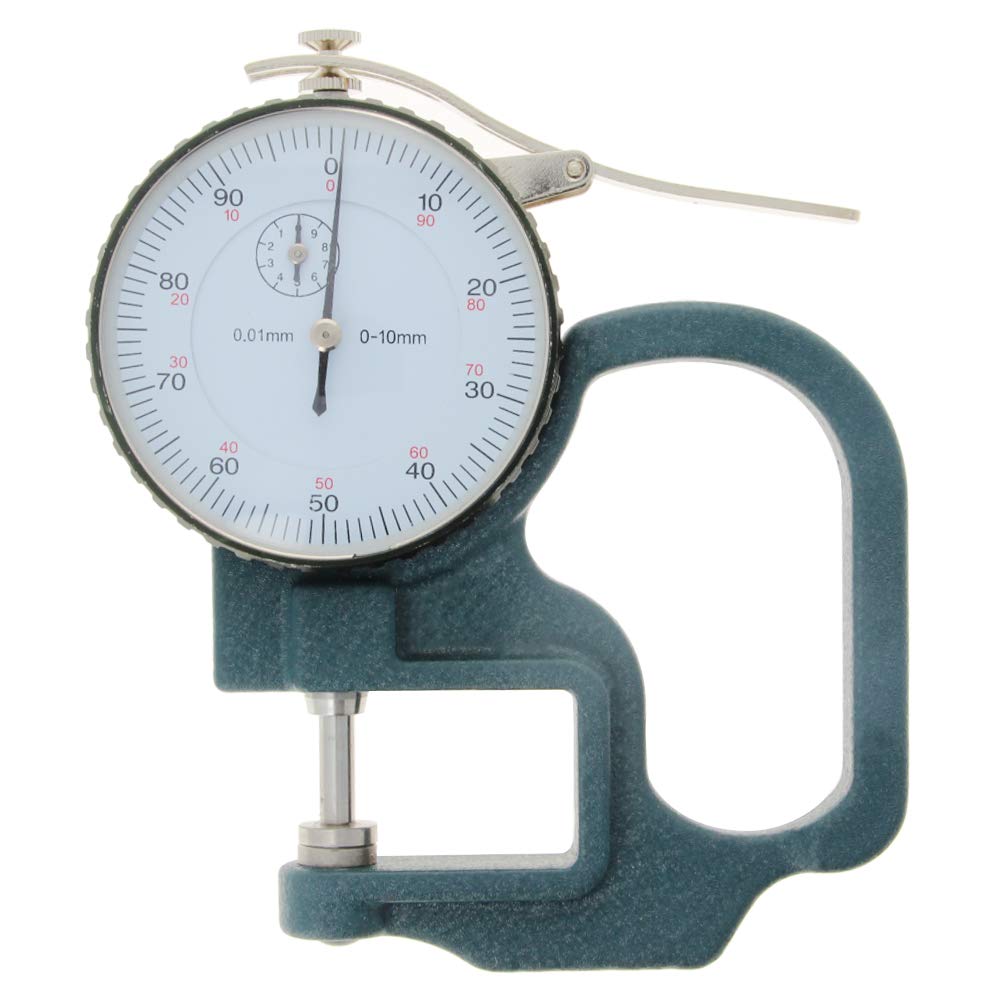 Utoolmart Dial Thickness Gauge, 0-10mm x 30mm / 1.18-inch Flat Head Thickness, Precision Round Dial, Indicator, Measuring Tool for Paper Leather Cloth