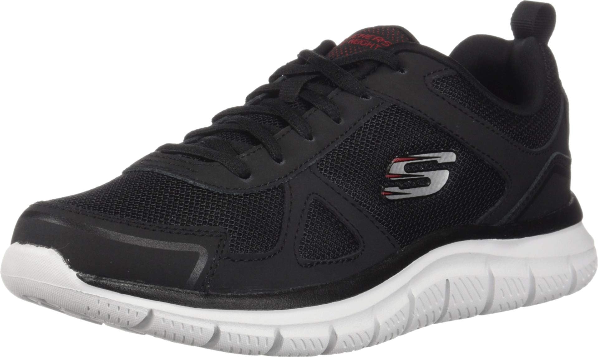 Skechers Men's Track Scloric Oxford, Black/red, 43 EU Wide