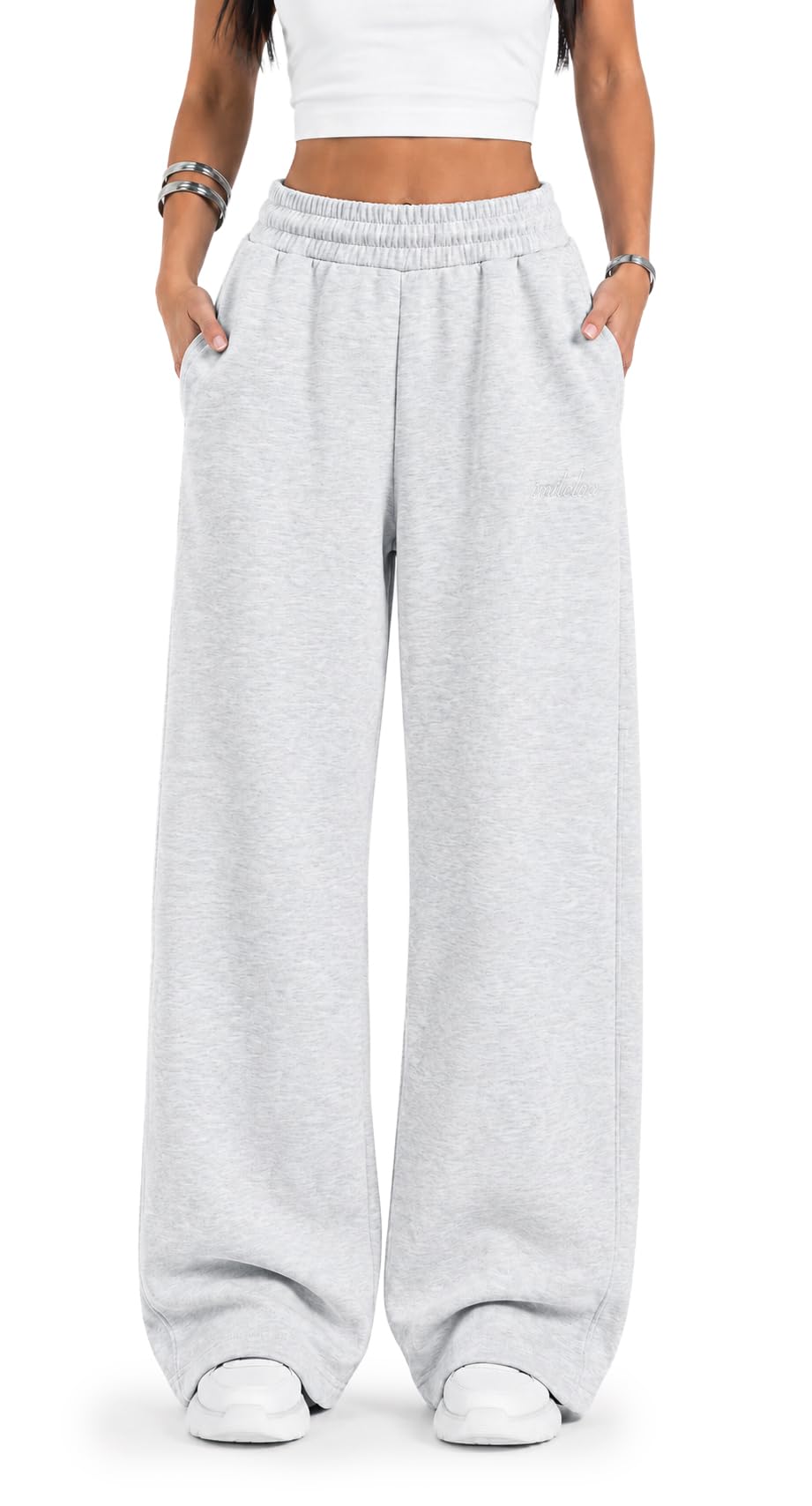 SMILODOX Jogginghose Damen Zadie, Loose Fit Freizeithose mit hohem Baumwollanteil, weiten Hosenbeinen, gestricktem Gewebe, elastischem Bund, weichem Tragegefühl, Sporthose für Alltag, Gym & Freizeit