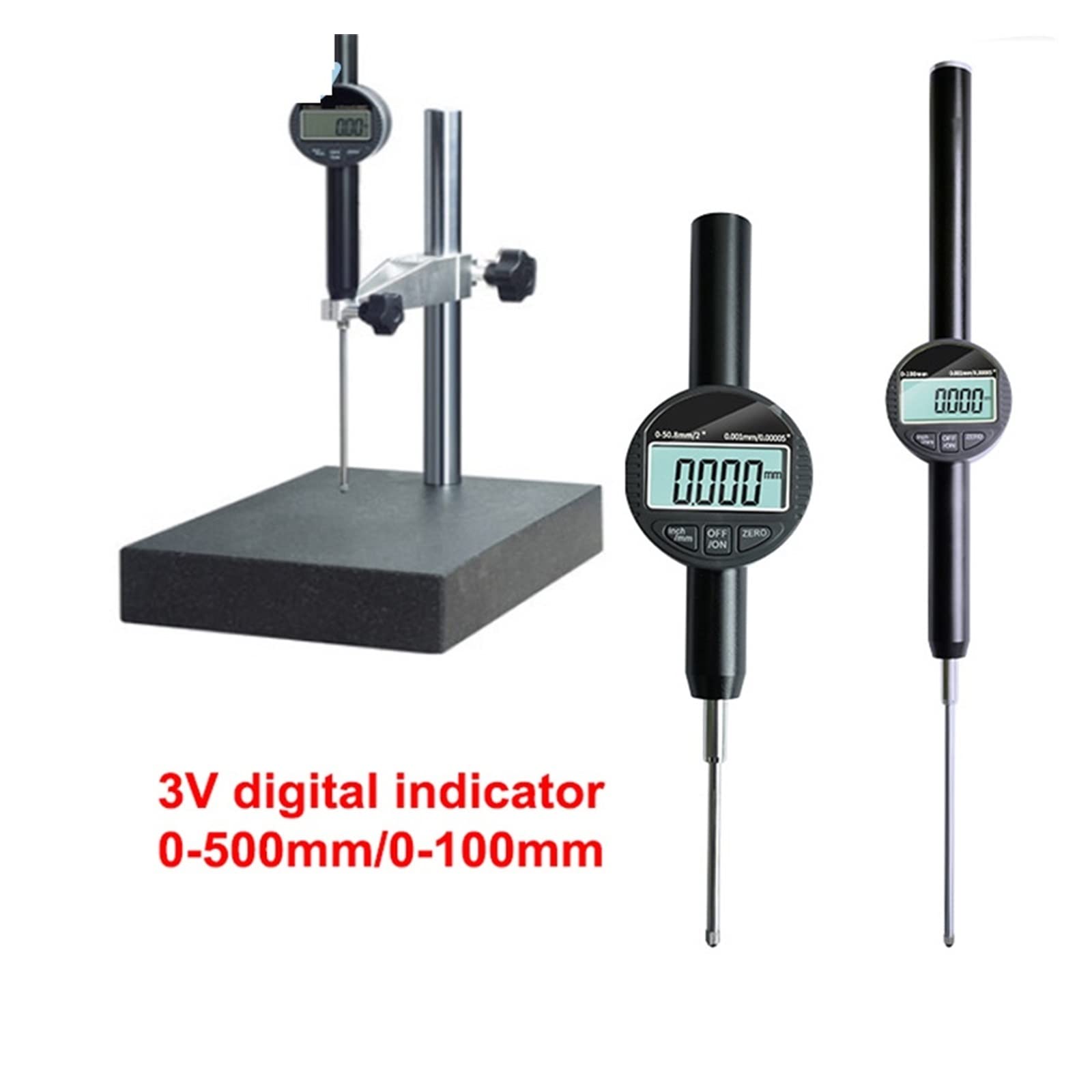 Messuhr, 0–50 mm, 0–100 mm, 0,01 mm/0,001 mm, digitale Messuhr, elektronische Anzeige mit großem Abstand für Holzbearbeitung, Werkstätten, CNC-Maschinen(0-50x0.01mm)