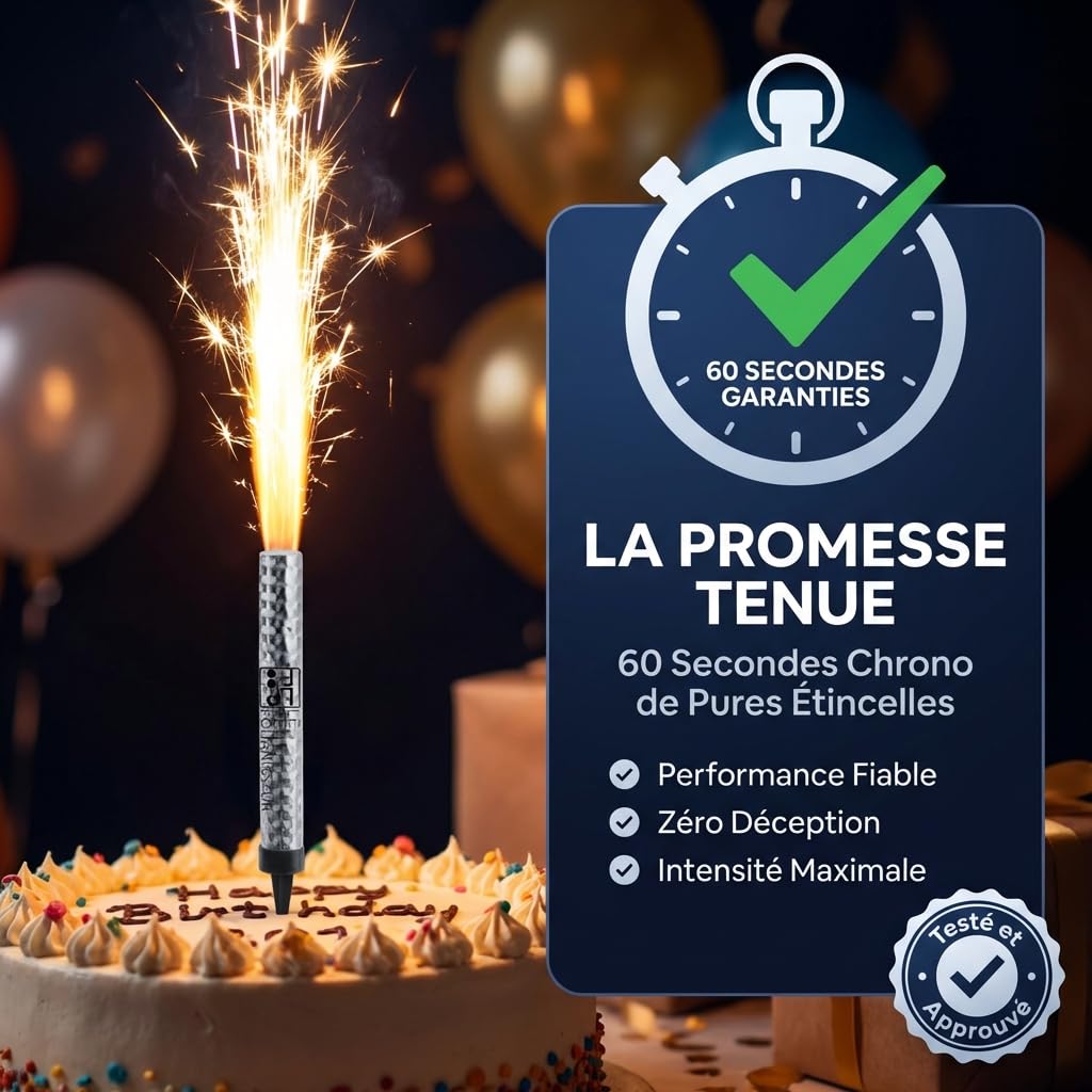 LPF LE PETIT FOURNISSEUR – Lot 200 Fontaines Scintillantes 60 Secondes Réelles – Flamme Dorée 30cm – Sans Odeur – Catégorie F1 Normes Européennes – Pour Gâteau, Bouteille, Soirées & Événements Festifs