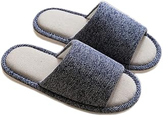 جنيريك شبشب للنساء والرجال من القطن والكتان، شباشب مضادة للانزلاق بنعل ناعم