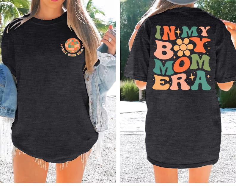 Boy Mom Shirts Mama Tops : Women Oversized Mama Graphic Tees Mom Tshirt Tops2