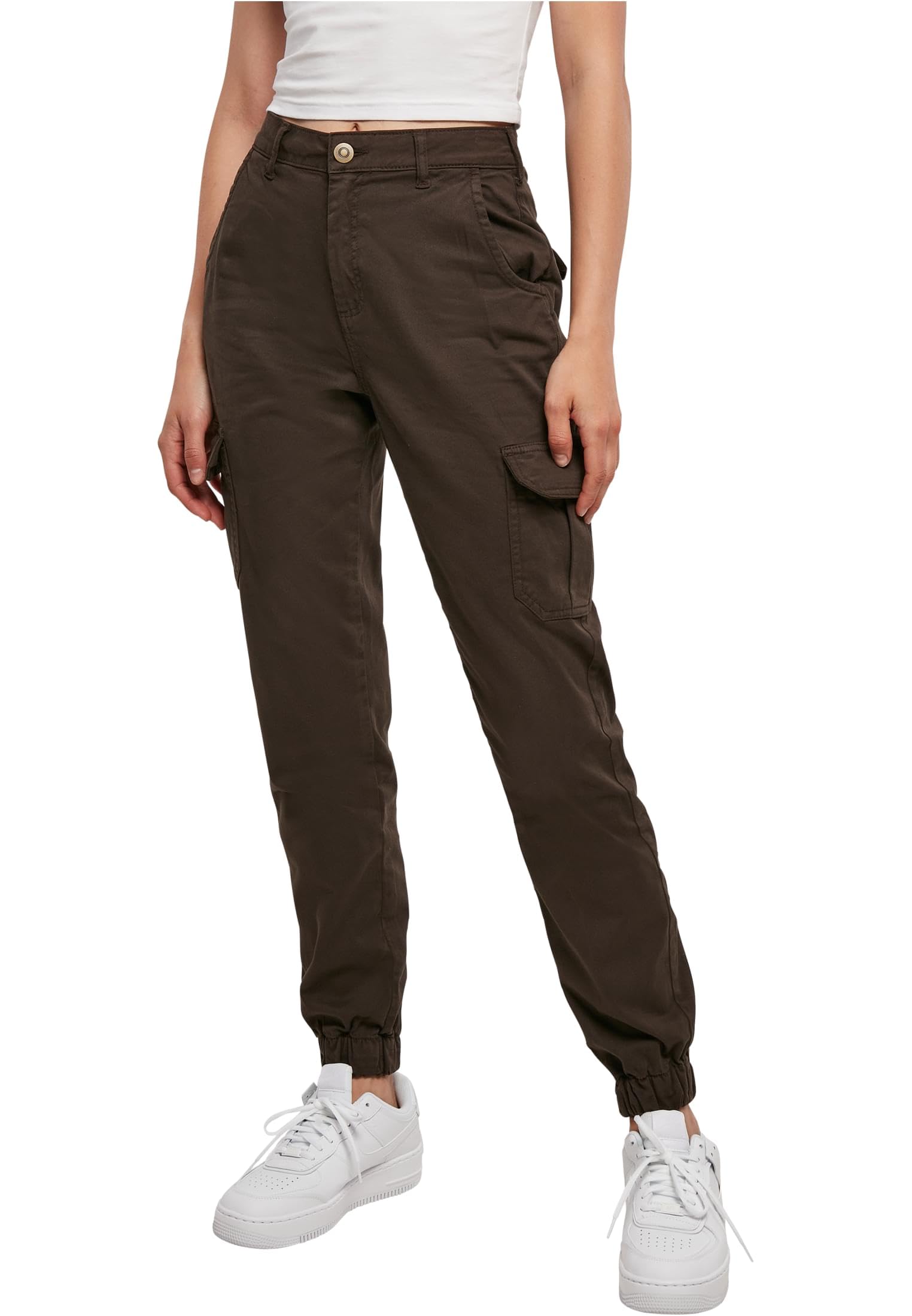 Urban Classics Marron Trousers Cargo High Waist Woman