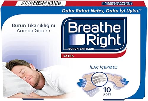 Breathe Right Tiras nasales Extra Fuerza Tiras nasales bronceadas Ayuda a detener los ronquidos Solución de ronquidos sin medicamentos y alivio