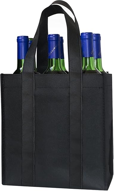 Bottle Bag Carrier Wine Bottle Holder Bag for 6 Bottles Wine Bottle Bag Compartments 6 x 1.5L Bottles with Carry Handle for Travel Picnic BBQ Party Carry Wine Drinks,31 x 25 x 18cm