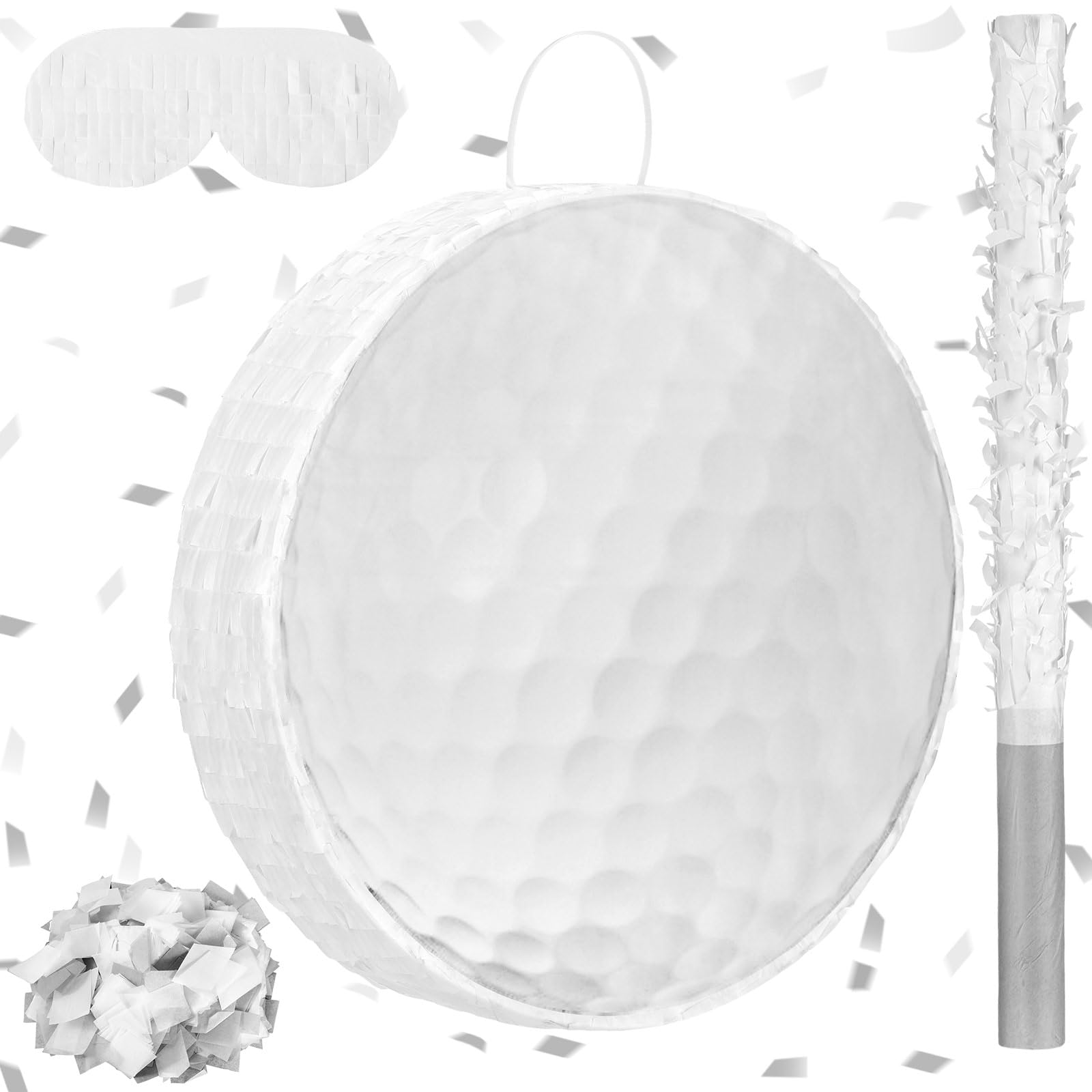 Seenelling Golf Ball Piñata with Blindfold Stick and Confetti Birthday Piñata Sports Golf Birthday Party Decoration for Sports Theme Party Favors