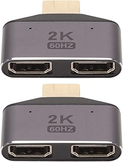 Pacote Com 2 Adaptadores HDMI Macho para Fêmea, 2K 60Hz 1 Entrada 2 Saídas Macho para Dupla Fêmea Divisor de Vídeo Com Luz Indicadora, Extensor HDMI para TV, Laptops