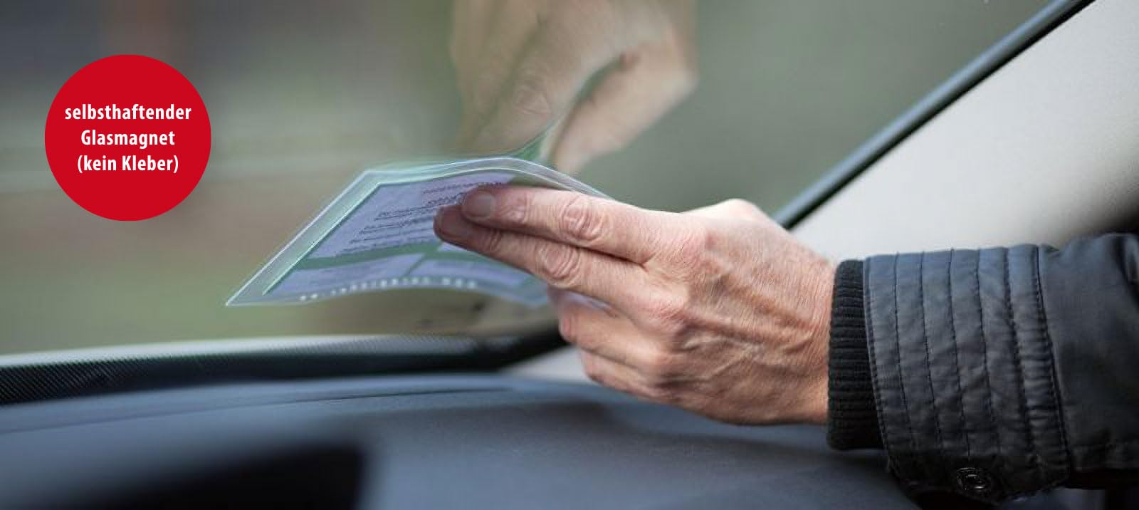 Cubierta protectora, imán de cristal, para tarjeta de estacionamiento - Licencia de Parklizenzen & Co. - autoadhesivo ADAC probado