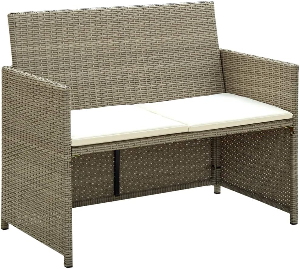 2-Seater Outdoor Garden Sofa, PE Rattan Loveseat for Patio, Balcony, Backyard, All-Weather Durable Wicker Bench with Thick Cushions, Gray