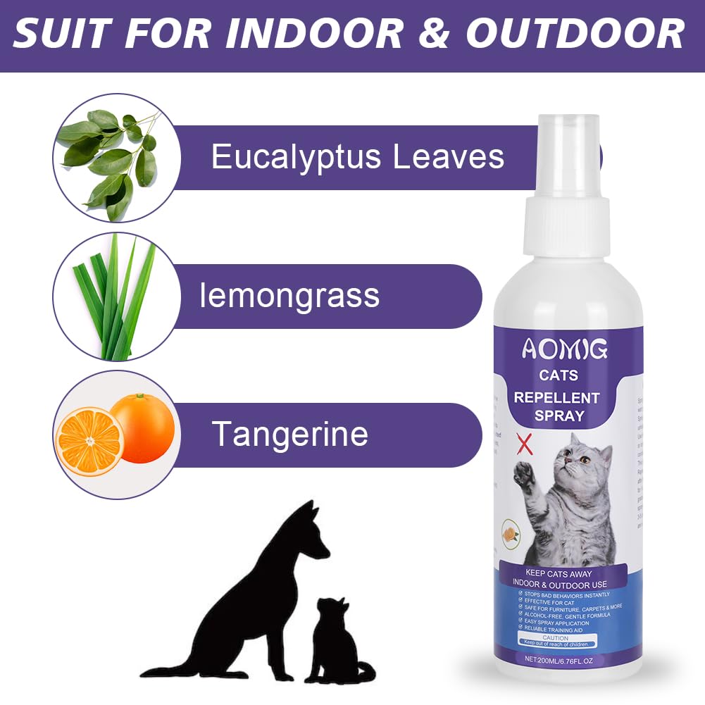 Aomig Spray Arañazos Gatos, 200ml Spray Repelente para Gatos, Spray Arañazos Gatos y Gatitos para Proteger Sofá y Muebles, Ideal para Uso Indoor y Outdoor