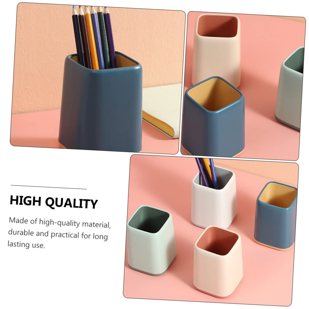 DOITOOL Portapenne Multifunzione Design Creativo Contenitore Decorativo per Scrivania e Cosmetici, 4 Pezzi in Plastica, Aspetto Raffinato e Attuale