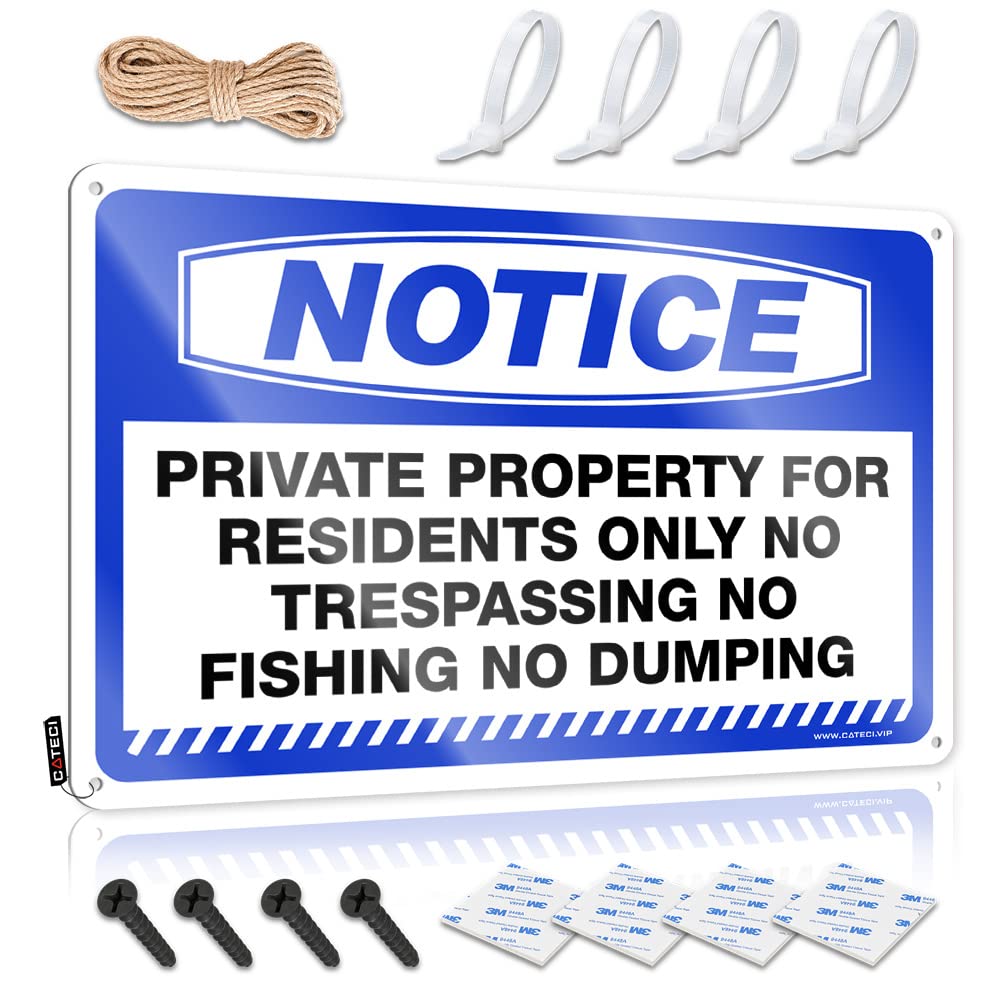 Metal Man Cave Decor Notice Private Property For Residents Only No Trespassing No Fishing No Dumping Tin Sign Pool Signs And Decor Outdoor Funny Door Signs(20X30CM)