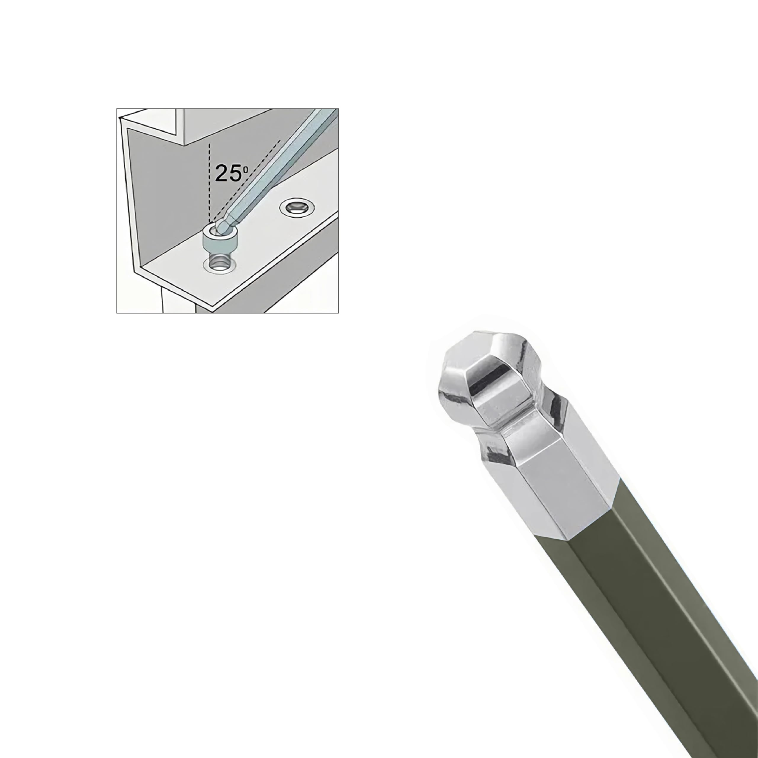 4 llaves hexagonales Allen con extremo de bola de 1,5 mm, llave hexagonal interior, herramienta de reparación de acero S2 de brazo largo en forma de L
