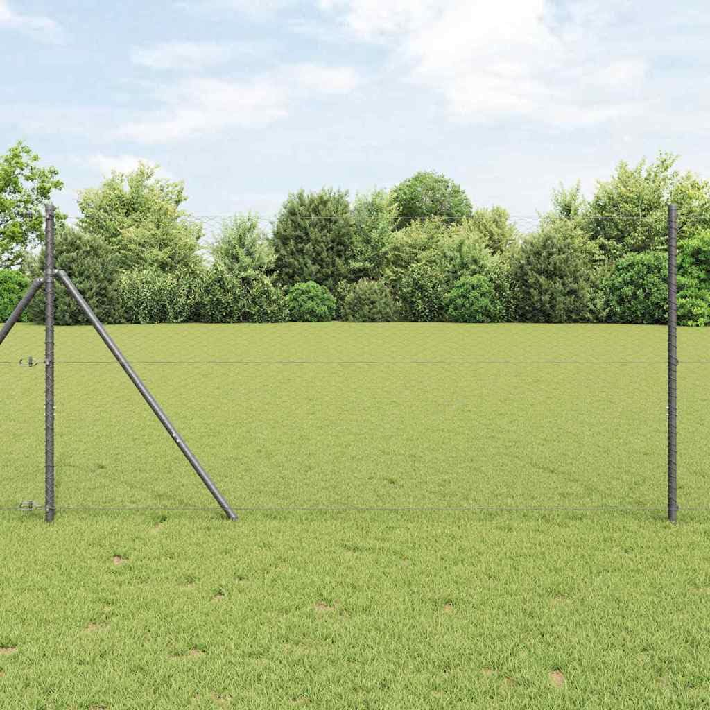 Recinzione Con Pali, Acciaio Rivestito in PVC, Resistente Alle Intemperie, Recinzione Giardino, Recinzione Modulare, Ideale per Giardino e Patio, Grigia, 1 x 10 m