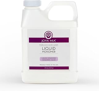 Liquid Monomer For Acrylic Powder by Joya Mia Professional EMA Monomer Acrylic Nail Liquid, MMA Free No Yellowing, Nail Liquid Formula For Acrylic Nail, Superior Adhesion Formula (16oz)
