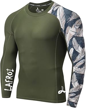 LAFROI Herren Langarm UPF 50+ Kompressionsshirt Rash Guard-CLYYB